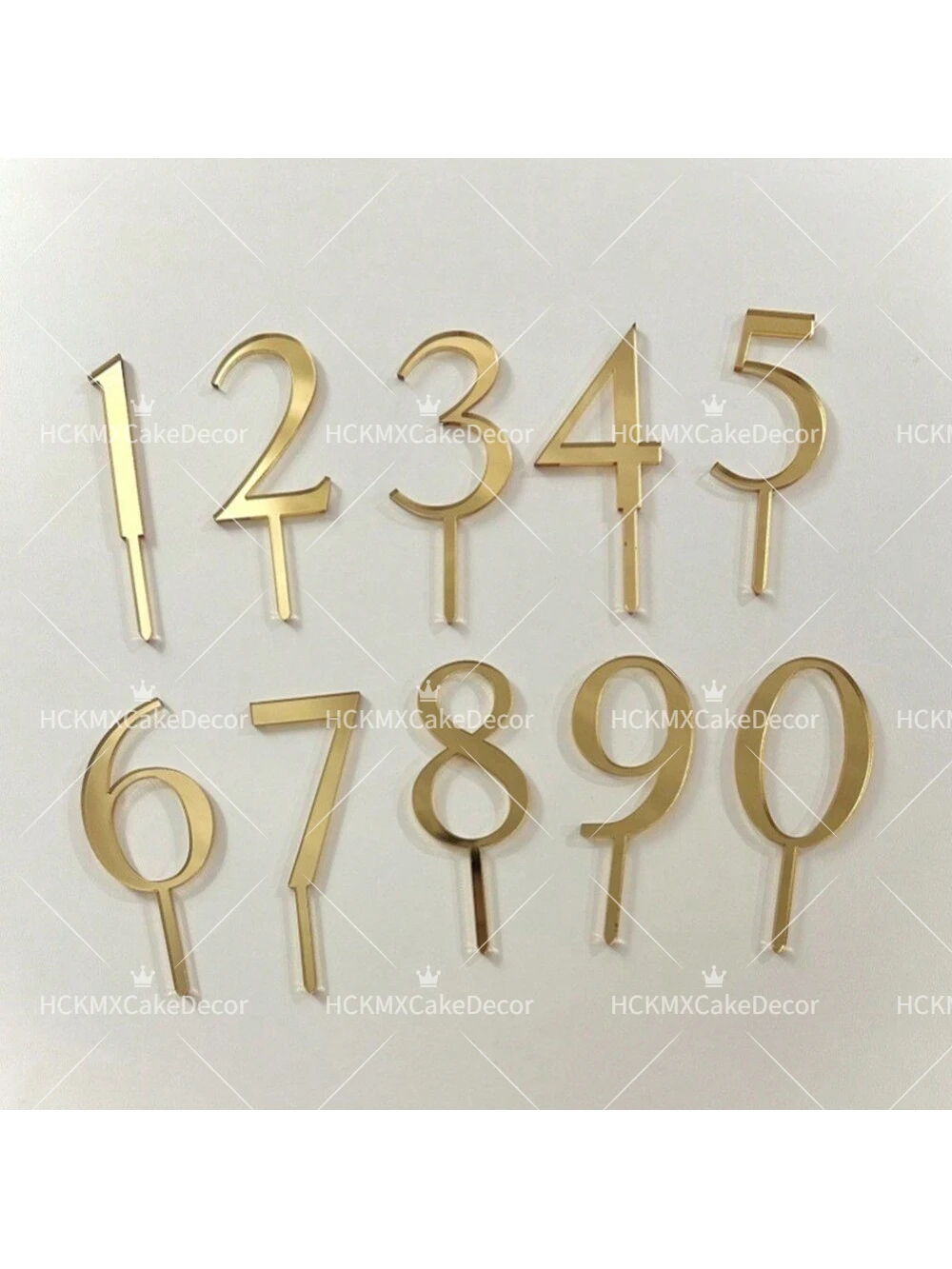 10 Stück/1 Set Gold Silber Acryl Nummer 0-9 Tortendekoration für Geburtstag Hochzeit Jubiläum Party Kuchen-Deko Zubehör – Detail 6
