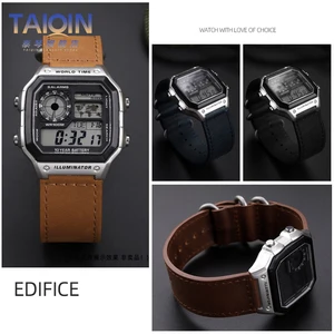 Vintage leather bracelet for casio, high quality bracelet, black, browm, 3299, AE-1200, AE-1300, AE-1500, SGW-300, W218H, 18mm 10 Main Sales Watch Casio Vintage - №8