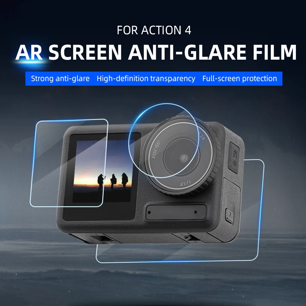 Tempered Glass Films For DJI Osmo Action 4 Lens Cover 9H Tempered Glass Screen Protector Front Rear Film Cap for DJI Action 4