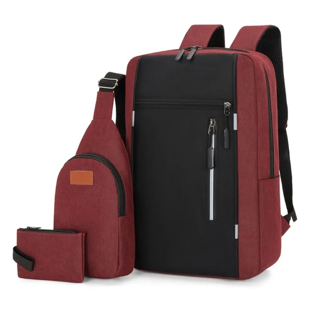 3Pcs/Set Large Capacity Student Schoolbag Adjustable Breathable Business Computer Bag Nylon Multifunctional Travel Backpack