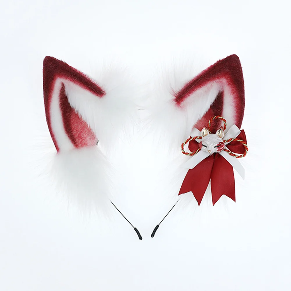 Dziewczyny śliczne Cosplay Furry Fox ucha Hairband dla kobiet Sexy Lolita opaska z uszami kota pluszowa impreza z okazji Halloween akcesoria do włosów