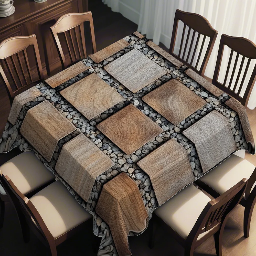 Retro checkered printed square tablecloth - a festive gift suitable for both indoor and outdoor use. Perfect for barbecue.