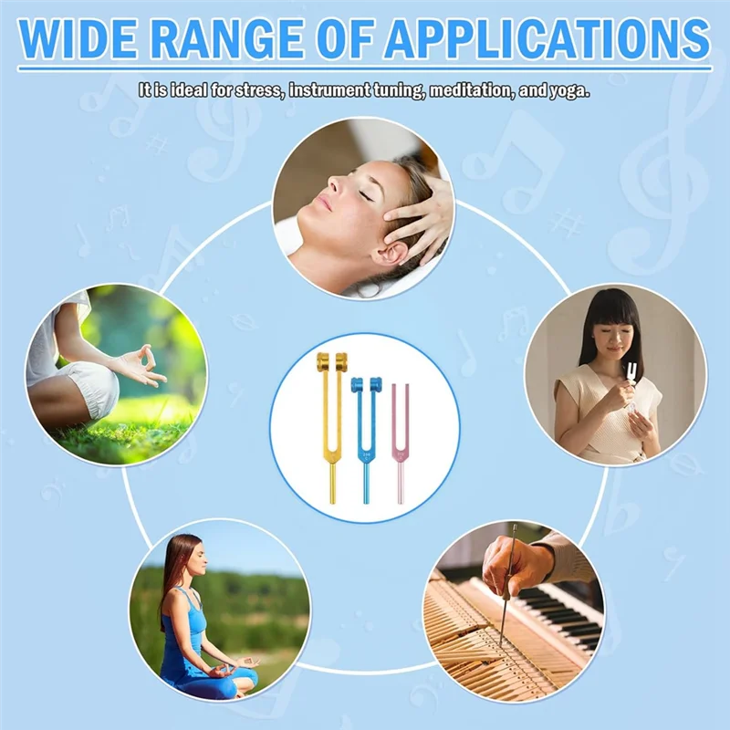 

A51Q-алюминиевый комплект камертонов (128 Гц, 256 Гц, 512 Гц), 3 шт. с молотком для чакр для исцеления, звуковой терапии, снятия стресса