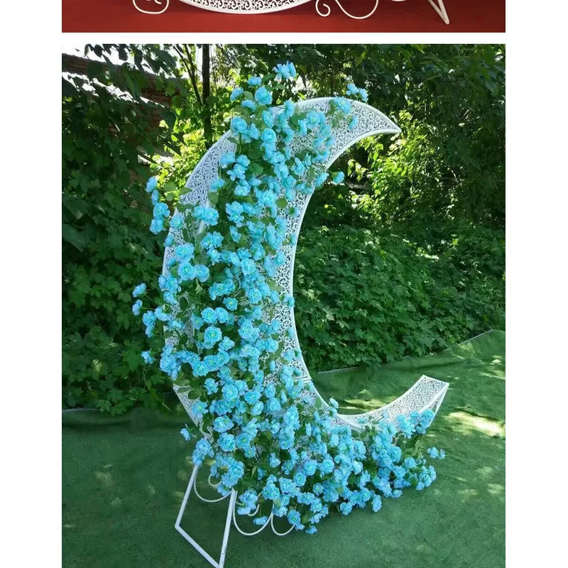 European Style Hollow Wrought Iron Moon Arch Wedding Backdrop Garden Stage Decoration Outdoor Event Party Photo Prop Ornament
