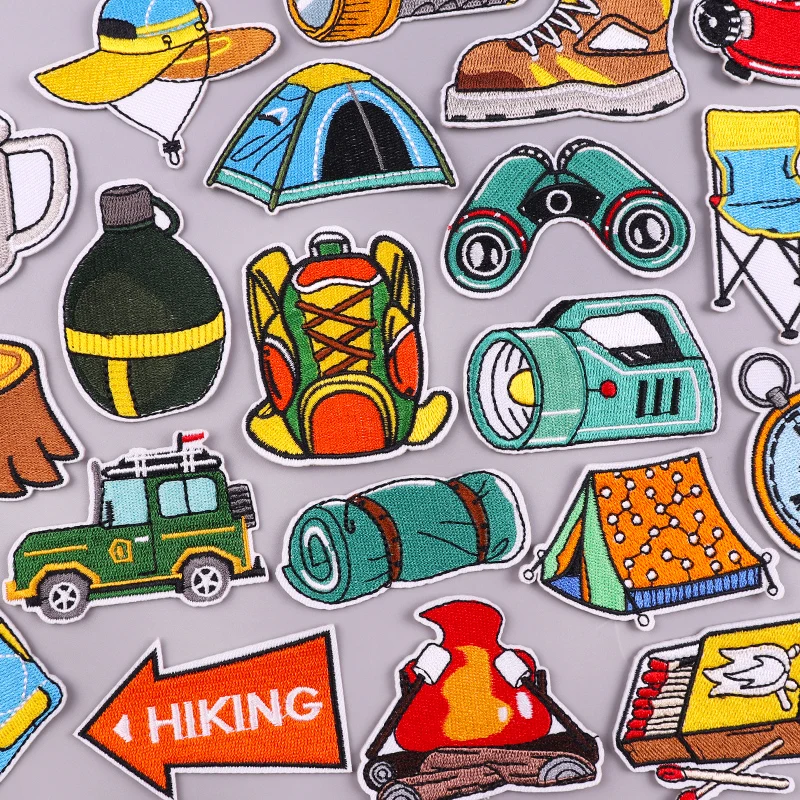 Mountain Camping Equipment Patch Hiking Embroidered Patches For Clothes Iron On Patches For Clothing Jackets Backpack Sew Badges