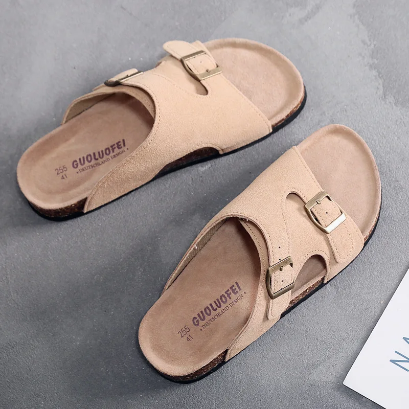 

Outdoor Cork Slippers for Women And Men Flat Sandals Slides Comfortable Breathable Summer Slippers Fashionable Casual Shoes