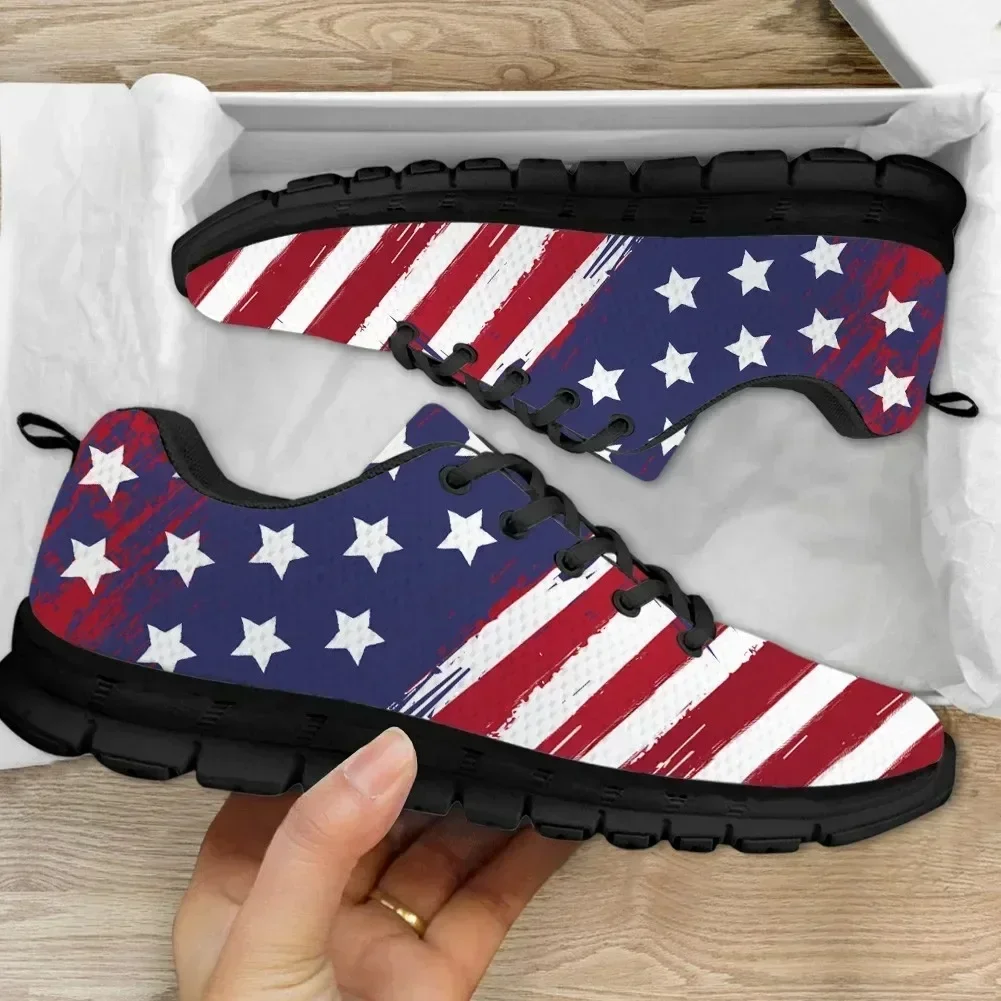 

New Style Women's Athletic Shoes Casual Sneakers USA Flag Design Female Casual Flats Shockproof Light Footwear