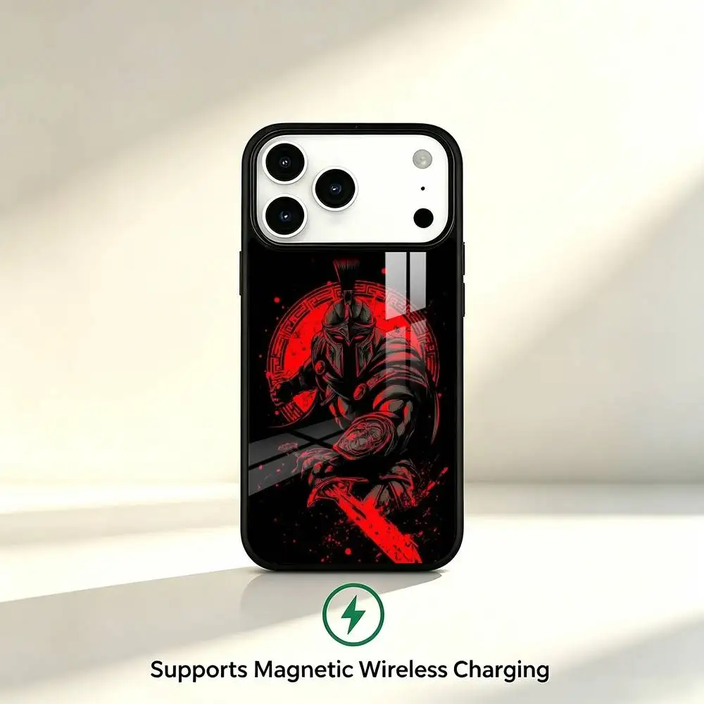 Spartan Warrior Phone Case For iPhone17,16,15,14,13,12,11 Plus,Pro Allows magnetic wireless charging