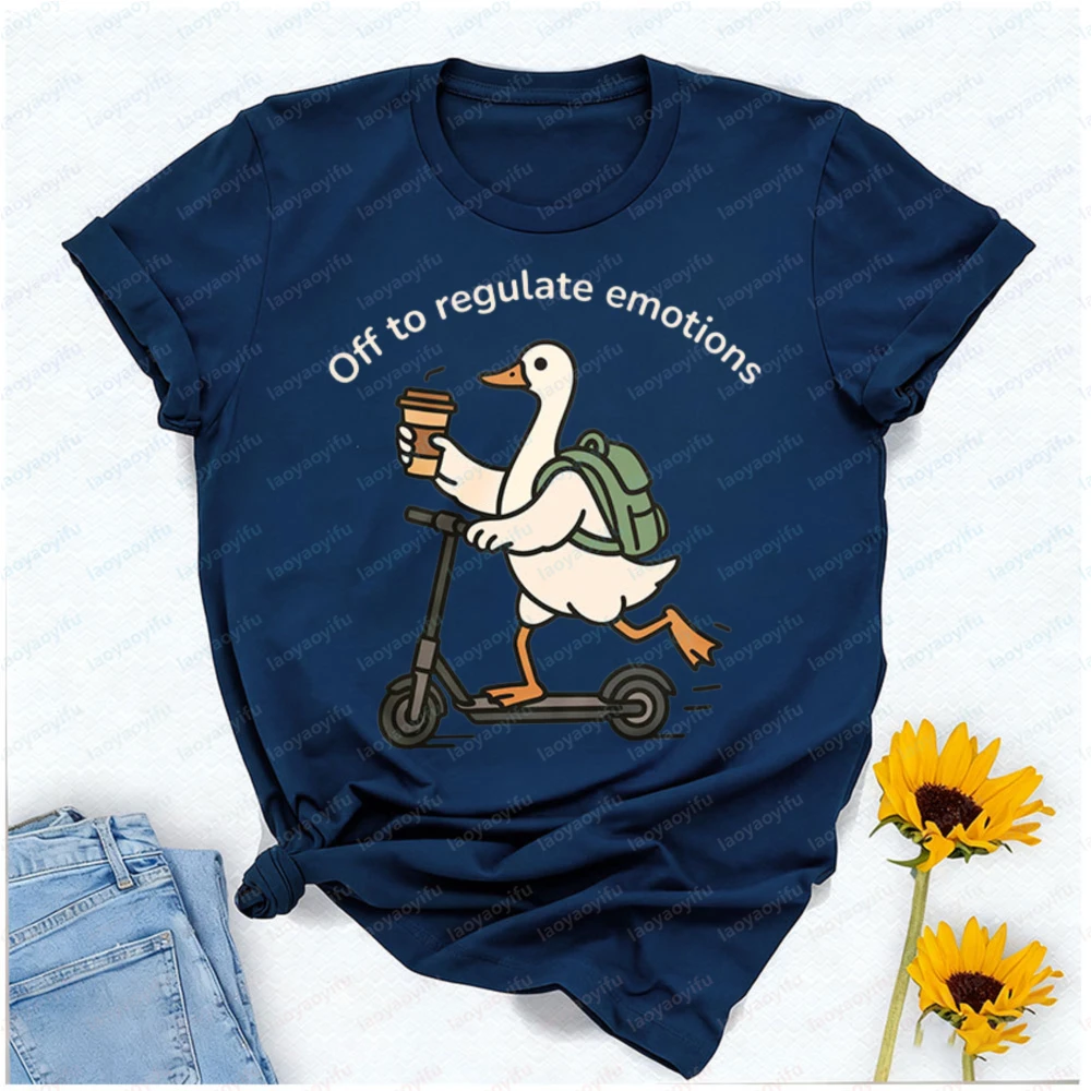 Off To Regulate Emotions Teacher T-Shirt Women Clothing Graphic T Shirts Gothic Oversized T Shirt Harajuku High Quality Cotton