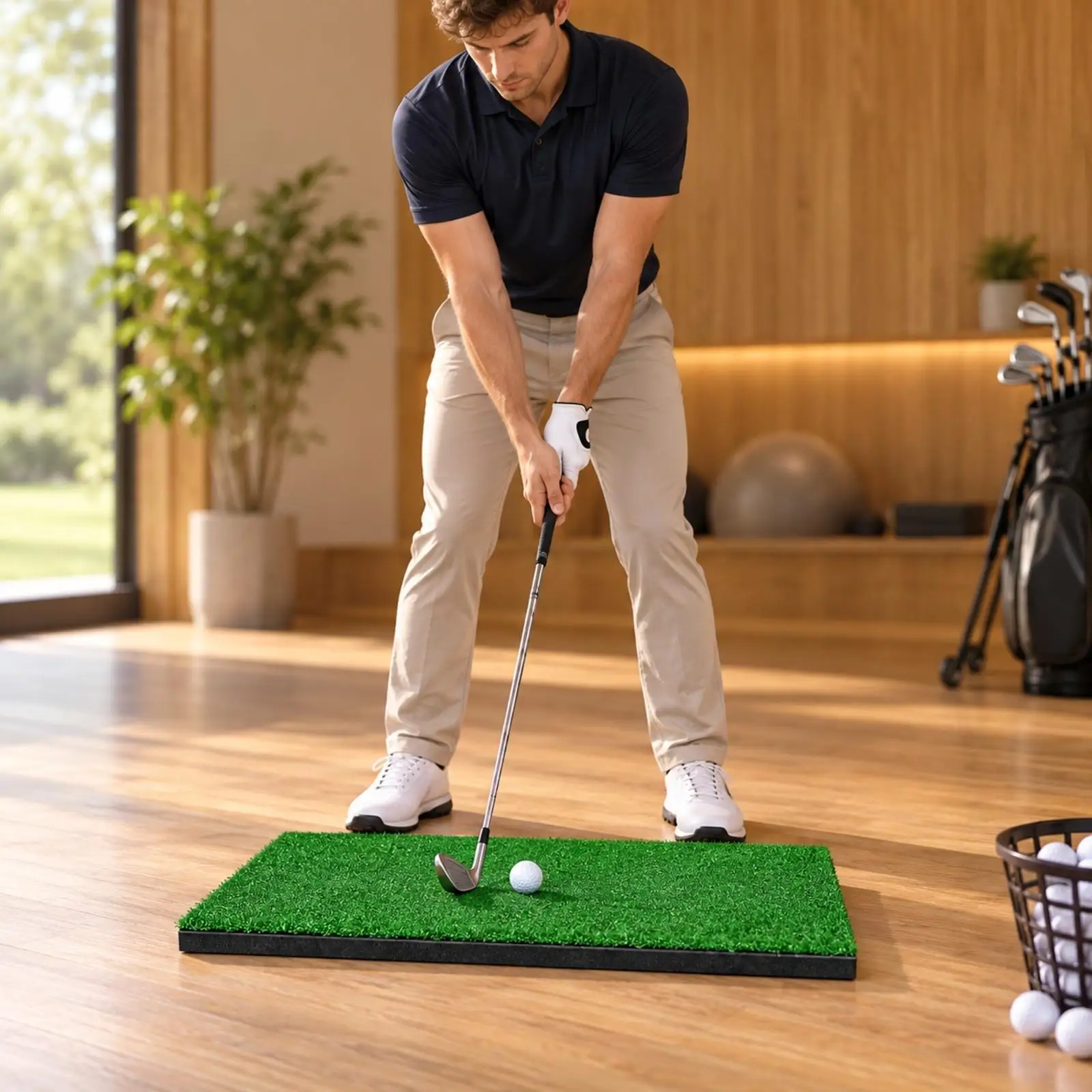 Golf Practice Hitting Pad with PP Grass Turf and EVA Foam Cushion for Home Training Chipping Mat for Accuracy and Rhythm