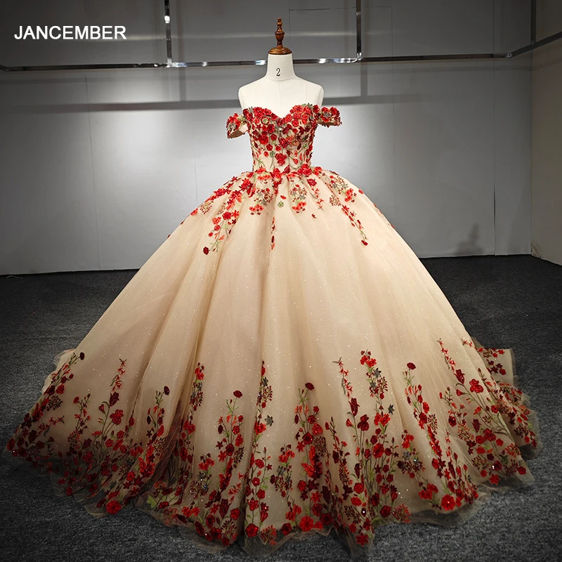 Jancember International Brand New Quinceanera Dresses Sweetheart Short Sleeves Appliques Lace Up Pleat Bar Mitzvah DY6662