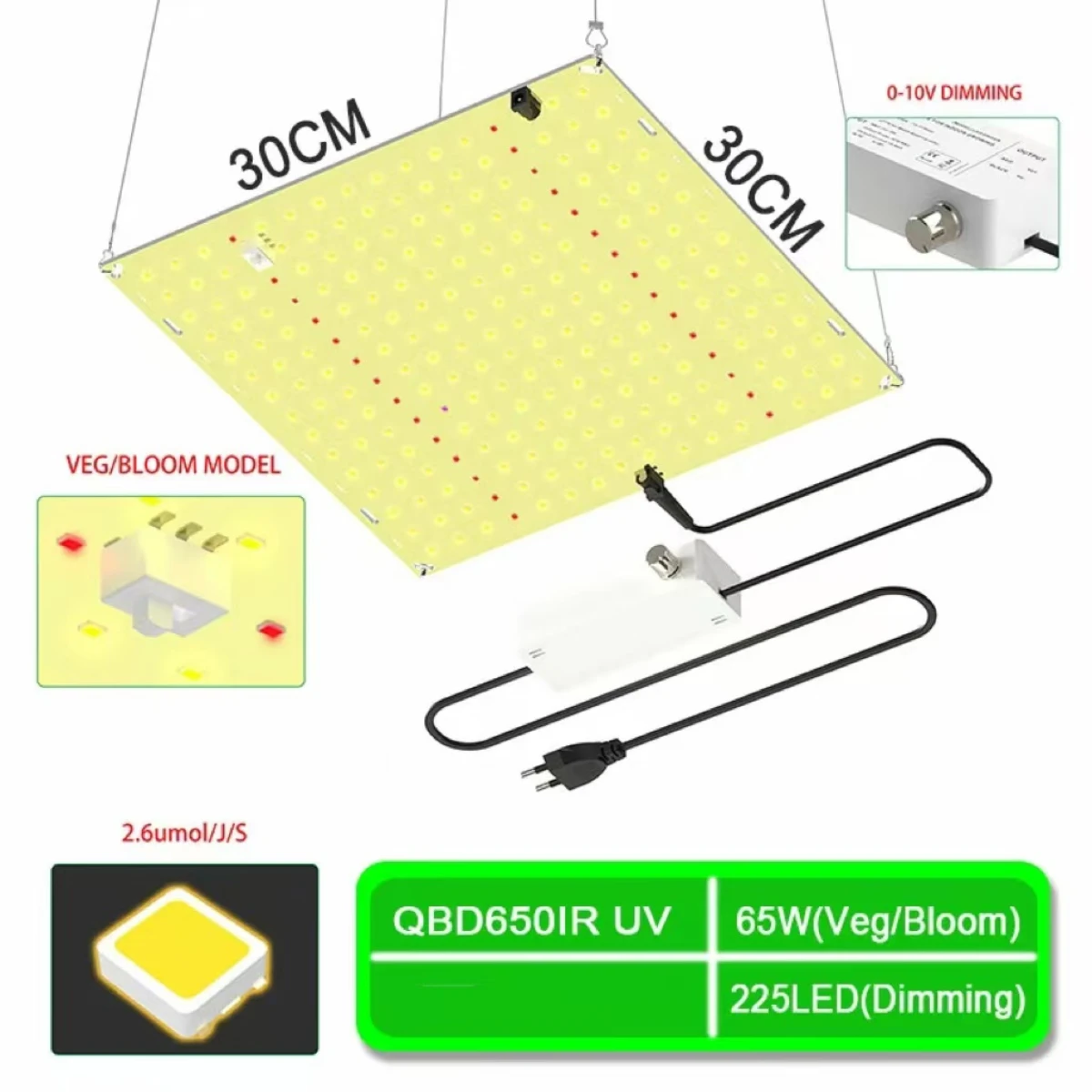 650W LED Grow Light LM281B EU Plug Full Spectrum Quantum Board Phytolamp for Indoor Veg and Bloom Greenhouse Flower Growing Lamp