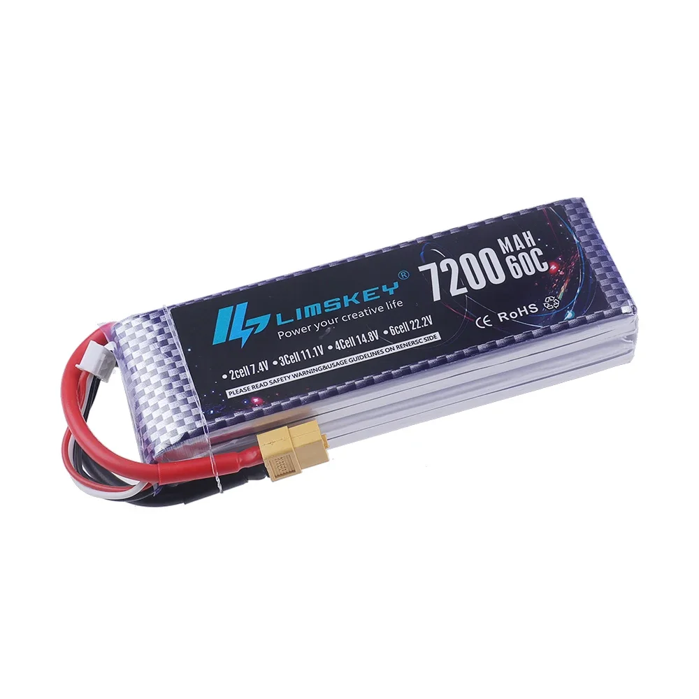 LiPo Rechargeable Battery 4S 7200mAh 60C 14.8V for RC FPV Racing Drone Quadcopter Drone Batteries With XT60 Connector Deans Plug