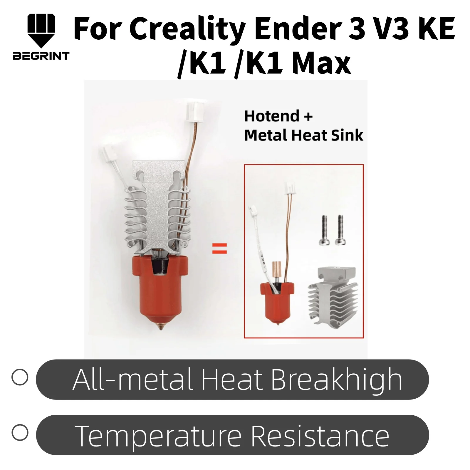 

300°C High Temperature Resistant Hotend Nozzle Extruder Kit, Ceramic Heating Block Replacement Parts for Creality Ender-3 V3 KE