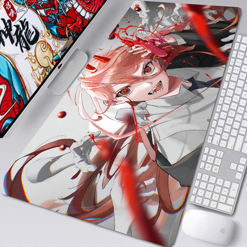 Anime Chainsaw Man Power Mousepad Mouse Mat Desk Mat With Pad Gaming Accessories Prime Gaming XXL Keyboard Pad Stitch Padding