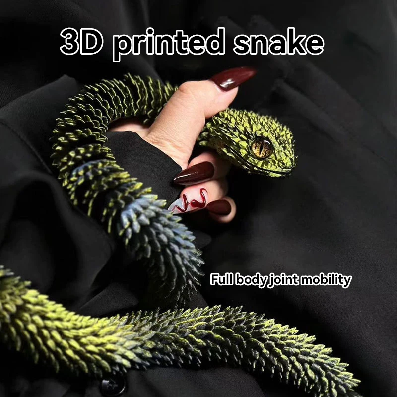 ثلاثية الأبعاد مطبوعة ثعبان للتدوير مفصلية ثعبان مشترك التنقل الحيوان محاكاة نموذج مكتب سطح المكتب زخرفة ديكور المنزل KidsGift #2