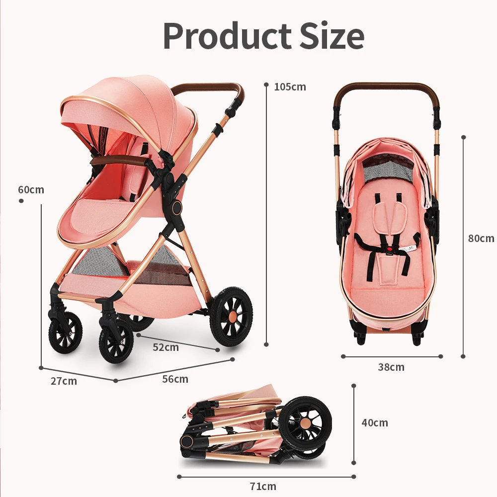 B.CHILDHOOD Kinderwagen 3-in-1, Kombinationskinderwagen, Reisesysteme, Buggy mit umkehrbarem Zwei-Wege-Druck mit Muttertasche, Regenschutz, Fußsack – Detail 10
