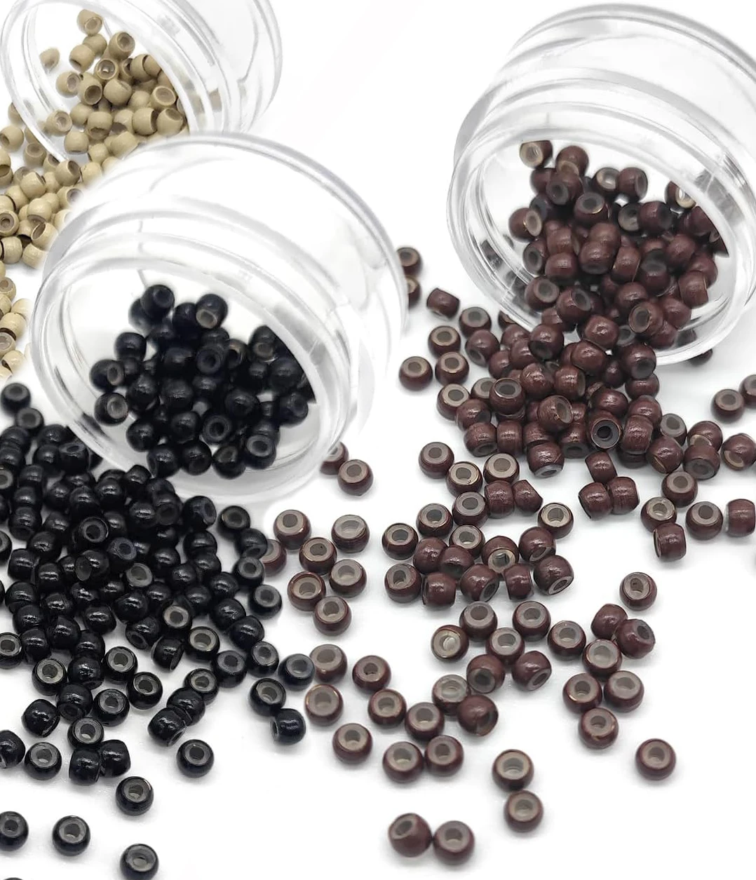 

200/500 Pcs 3mm Silicone Nano Rings Copper Rings with Silicone Lined Hair Beads Hair Rings Hair Extension Tools