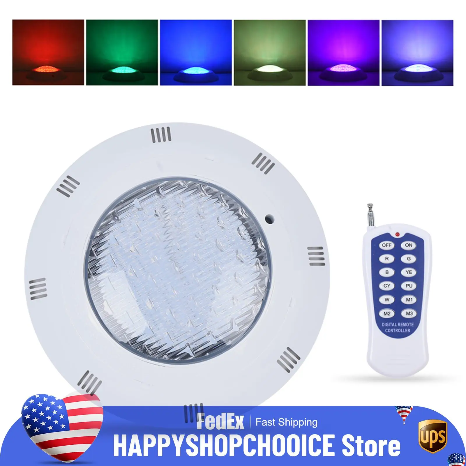 Lumière de piscine LED, éclairage de grande surface, lentille PC, plusieurs couleurs de lumière pour piscines, piscines de caractéristiques d'eau, parcs aquatiques 25W