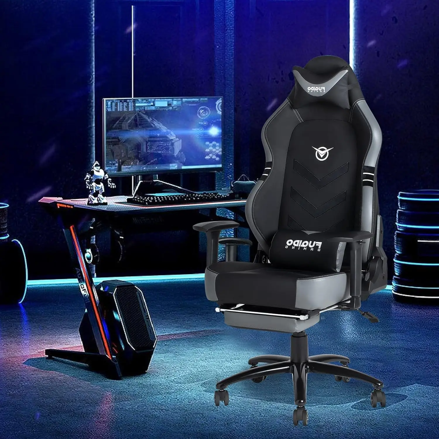 Big and Tall Gaming Chair with Footrest 350lbs-Racing Computer Gamer Chair, Ergonomic High Back PC Office Chair with Wide Seat,