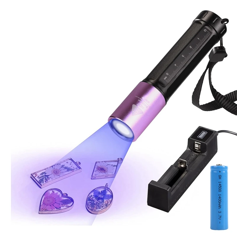 

UV Light For Resin Curing UV Flashlight Black Light 365Nm Quick Cure LED Waterproof UV Lamp Rechargeable For Pet Urine