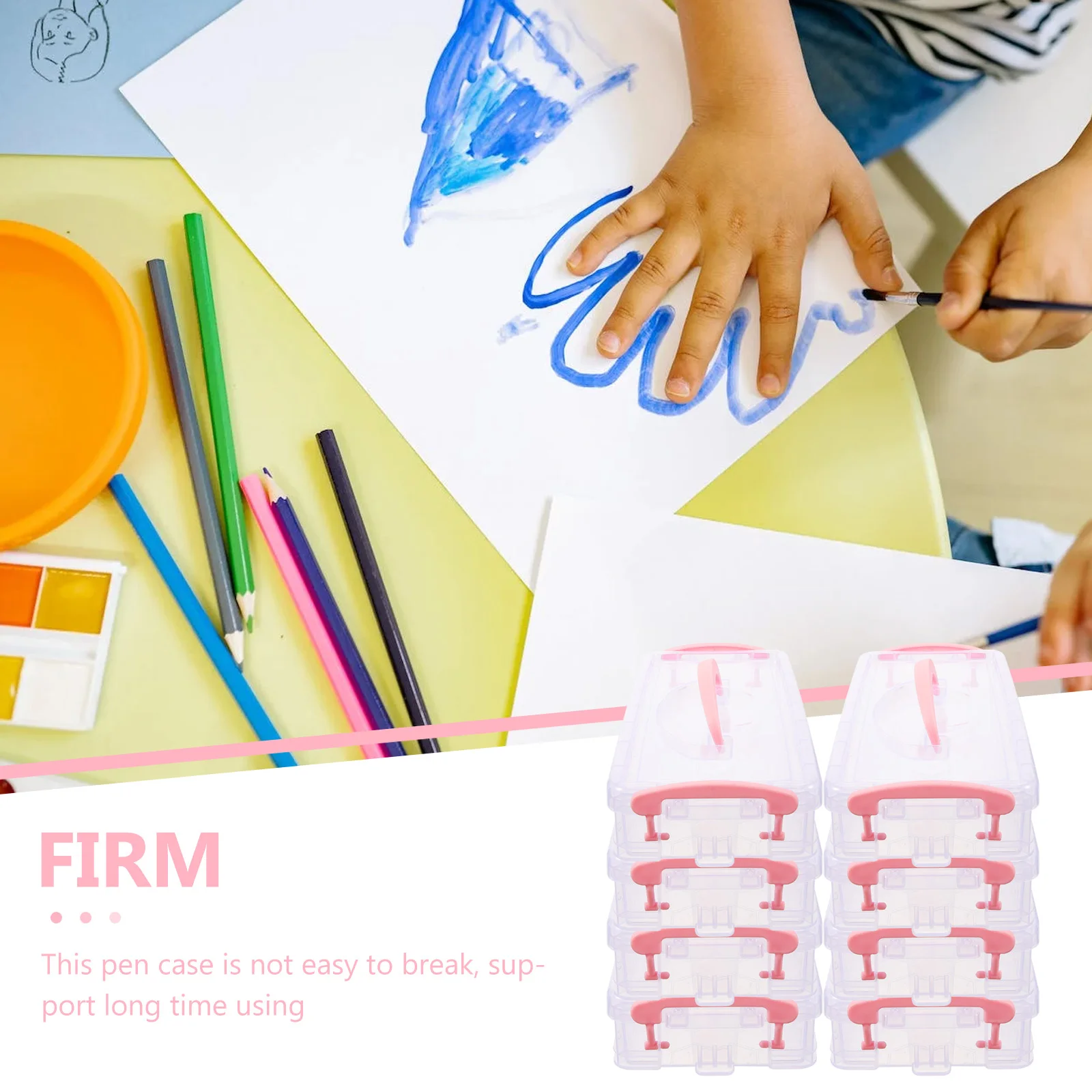 Scatole per matite in plastica impilabili da 8 pezzi Astucci per penne Organizzatore di archiviazione di cancelleria Penna traslucida portatile rigida di grande capacità