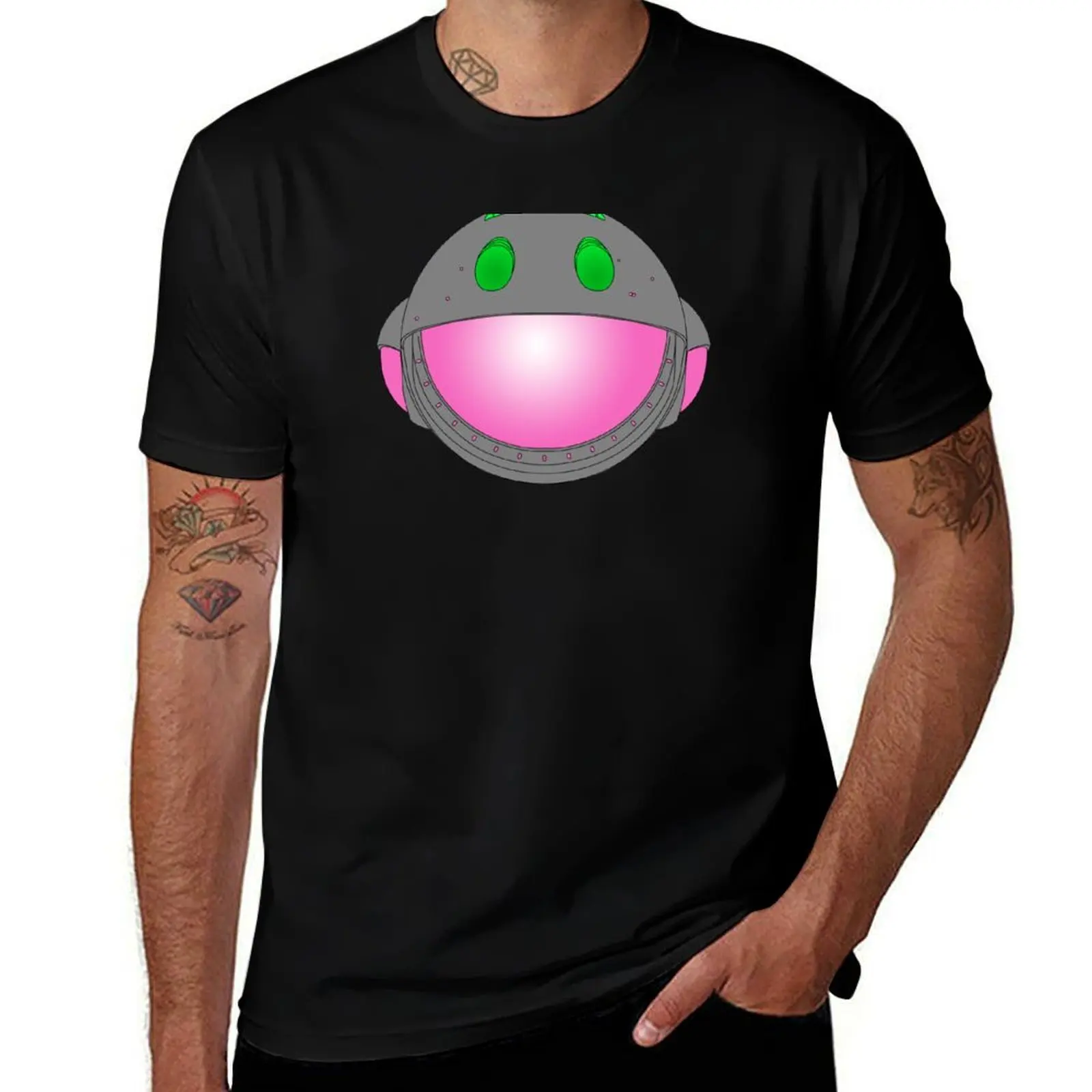 Heavy Metal Spaceship / Starship black outline, colour fill T-Shirt Fashion Casual Short Sleeve T-Shirt