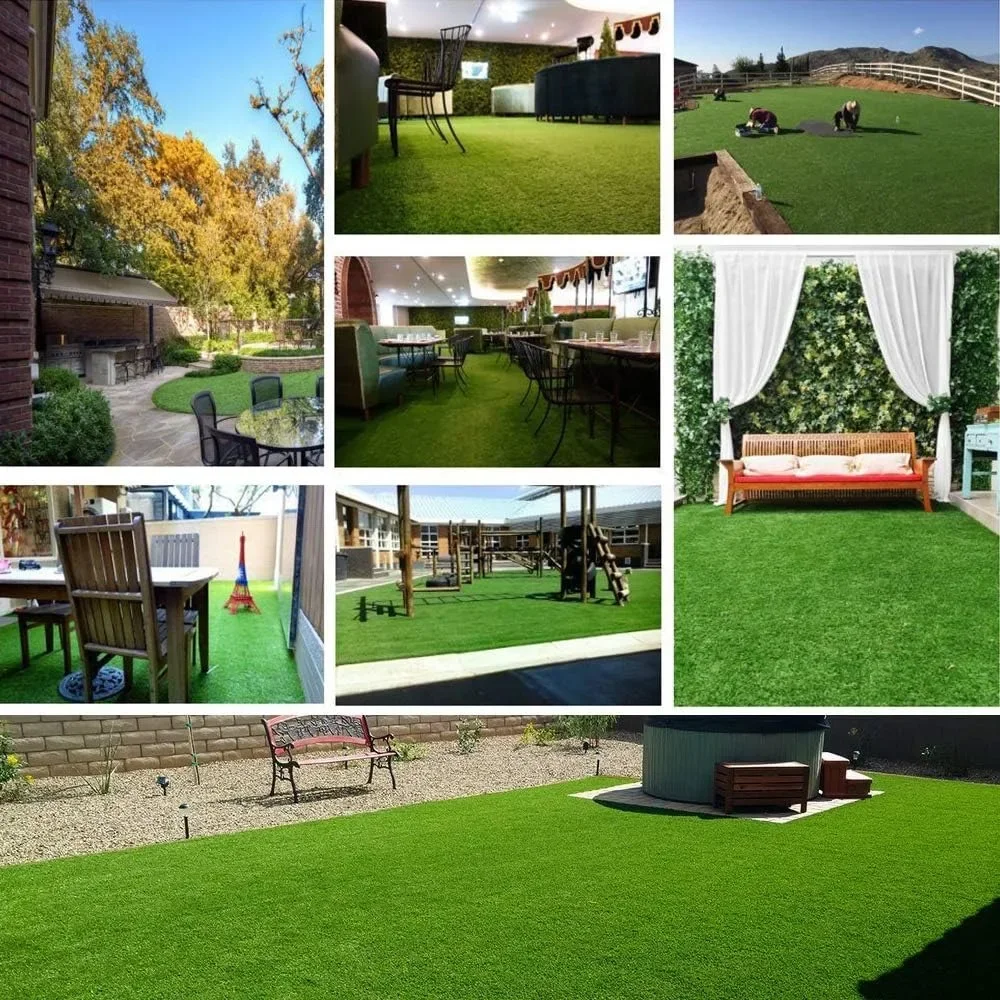 Imagem -06 - Artificial Faux Grass Mat para Jardim Interior e Exterior Gramado Sintético Realista Paisagem para Animais