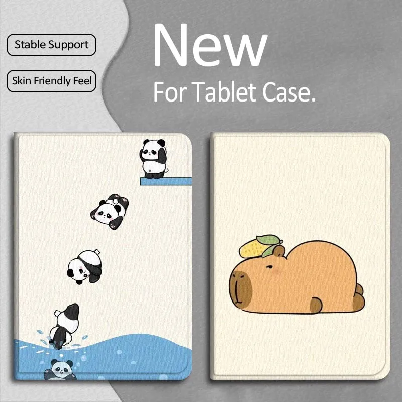 

Cartoon Cute Capybara Panda For Apple iPad Pro Air 13 2 7th 6th 2025 M2 M3 M4 M512.9 13 inch Foldable Tablet Case Gift