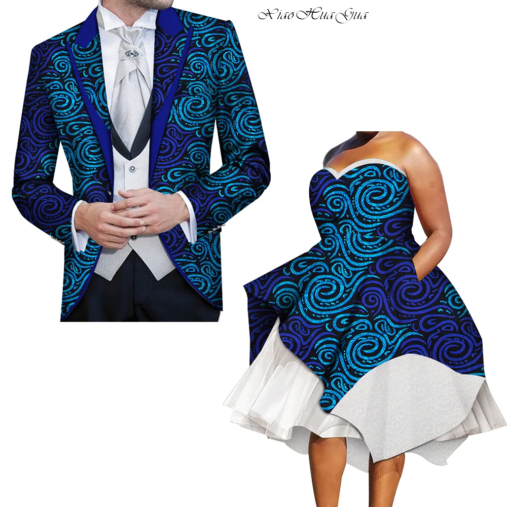 

African Dresses for Couples Dashiki Couple Costume for Party Wedding African Couple Clothing Customized Wholesale WYQ272