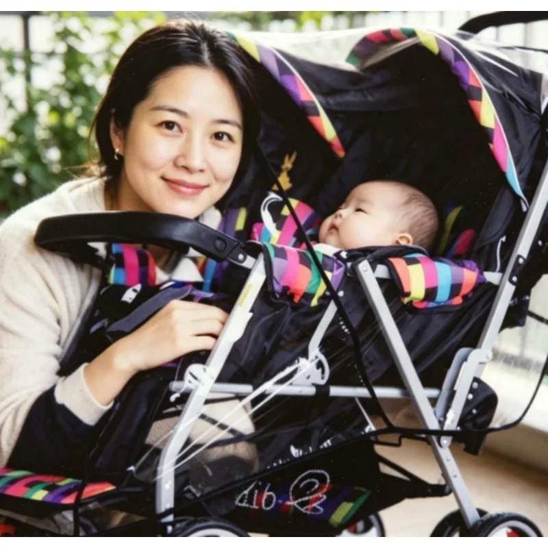 

Double Baby Stroller Rain Shield Lightweight Portable for Twin Tandem Pushchair Windproof Rainy Commute