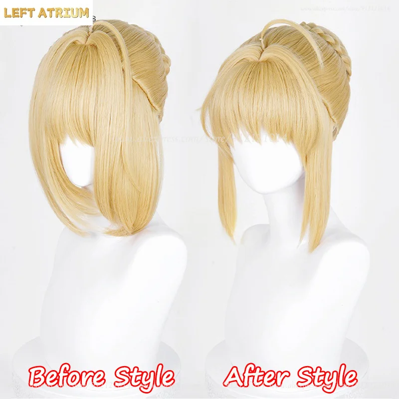Saber Altria Pendragon Cosplay Wig Golden Yellow/Light Gold Wigs For Women Fate Cosplay Anime Wig Heat Resistant Synthetic Hair view 5