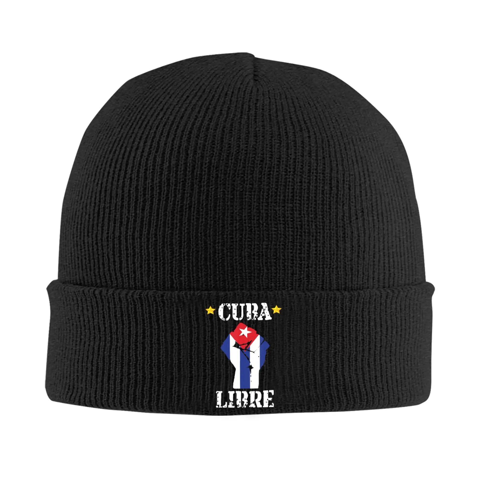 Free Cuba Libre Cuban Flag Knitted Hat Women's Men's Beanies Autumn Winter Hat  Hip Hop Cap