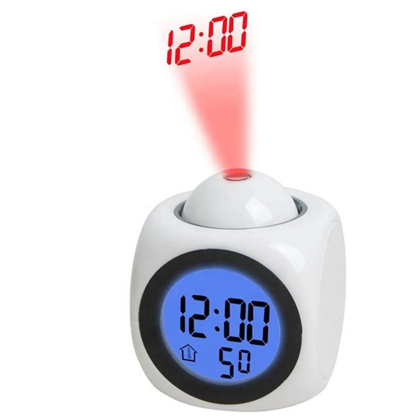 1PCProjection Alarm Clock Ceiling Display Snooze Desk Table Clock Voice Multifunction Digital Projection Clock Temperature Displ