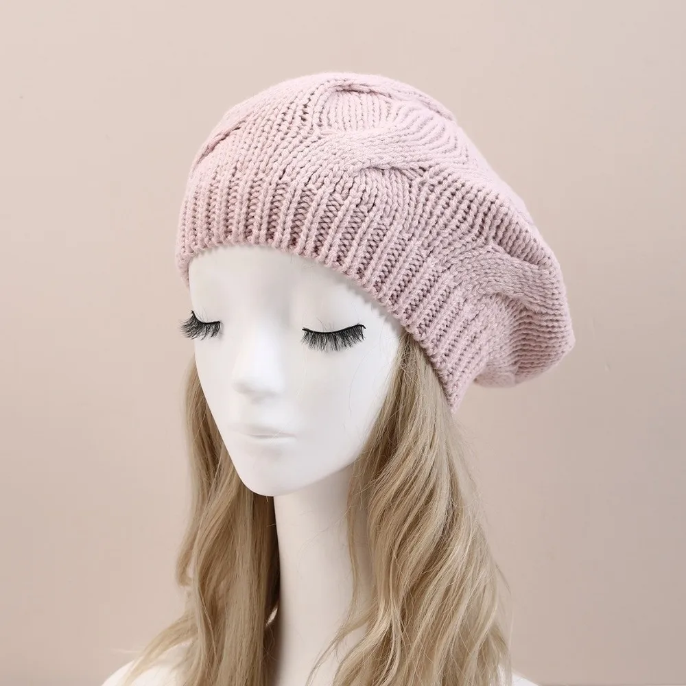 Baret Prancis Vintage Kasual Elegan, Baret Artis Elastis, Baret Rajut Bernapas Warna Solid, Penutup Kepala Wanita Musim Semi Gugur