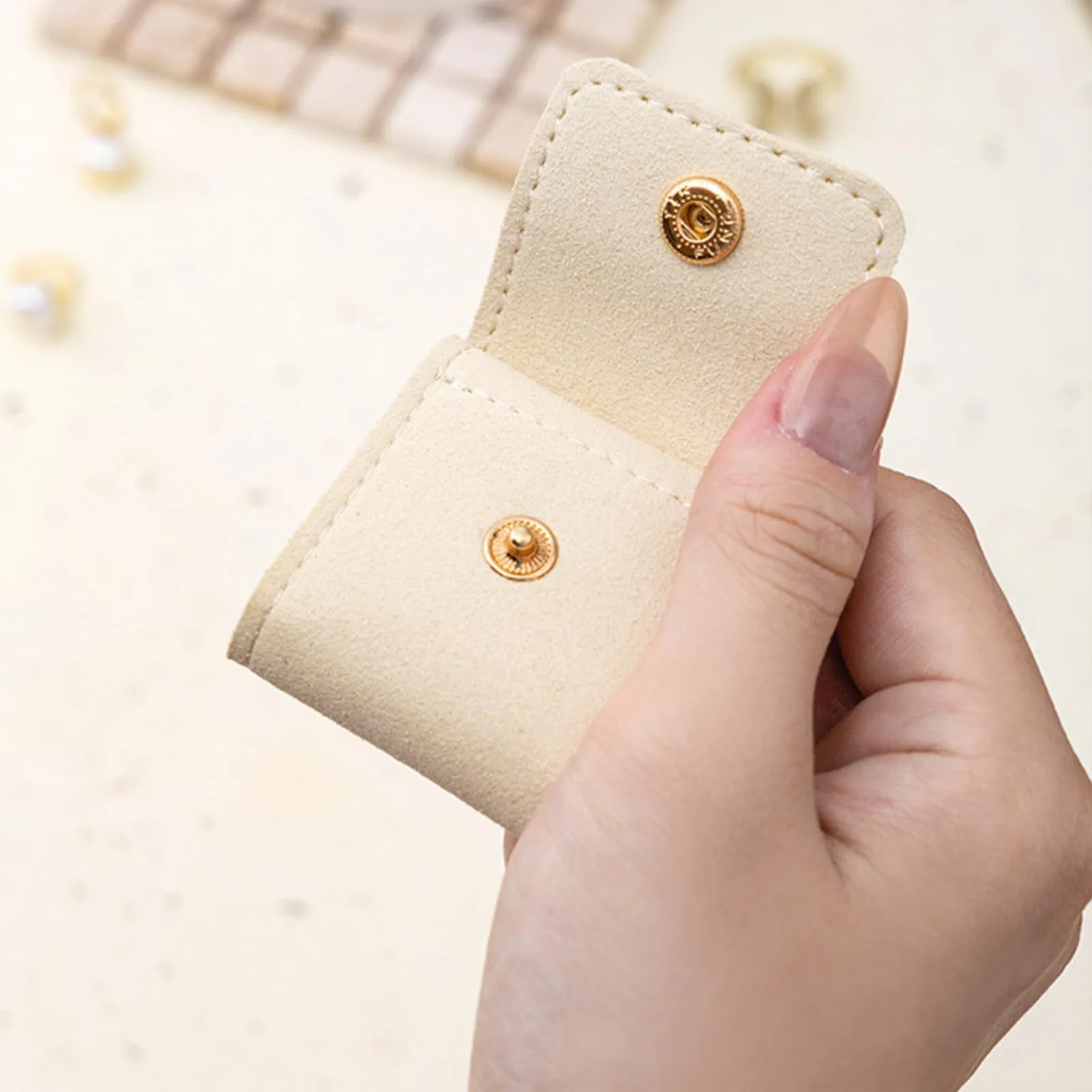 Foldable Travel Jewelrys Pouch Soft Lined Interior Ultra-Portable Gift for Wife Girlfriend Daughter
