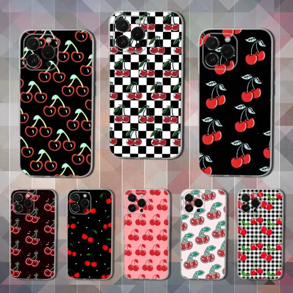 

Retro Black Cherries Phone Case For iPhone 16,15,14,13,12,11 Pro,Max,Plus,X,XS,XR,SE,Mini Transparent Soft Cover