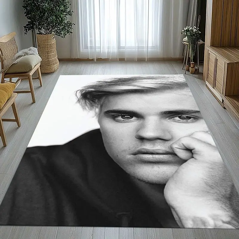 Fashion Justin B-Bieber Singer Living Room Non-Slip Area Rug Soft Carpet for Bedroom  Playroom Sofa,Home Decor Doormat Gift