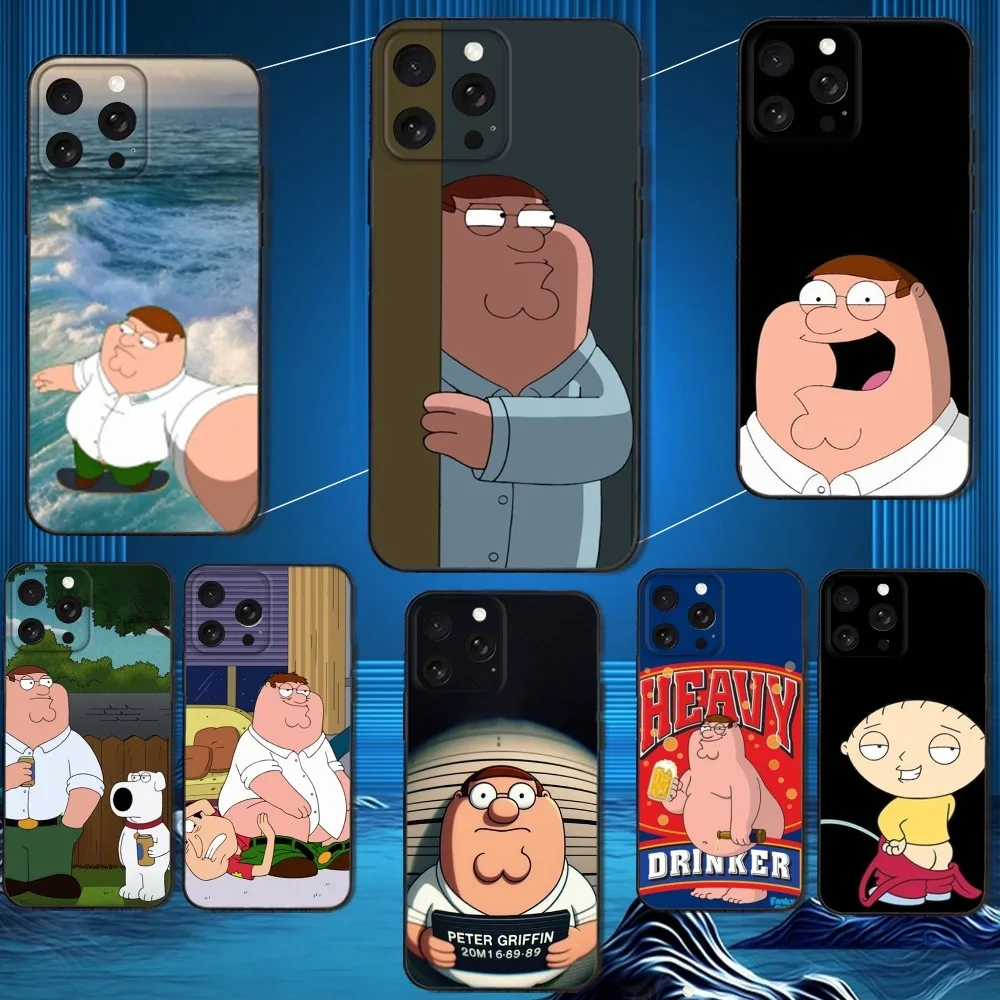 

F-Family Funny Guy Phone Case For iPhone 16,15,14,13,12,11 Plus,Pro Max,XS,X,XR,SE,Mini,8,7,Soft Silicone Black Cover