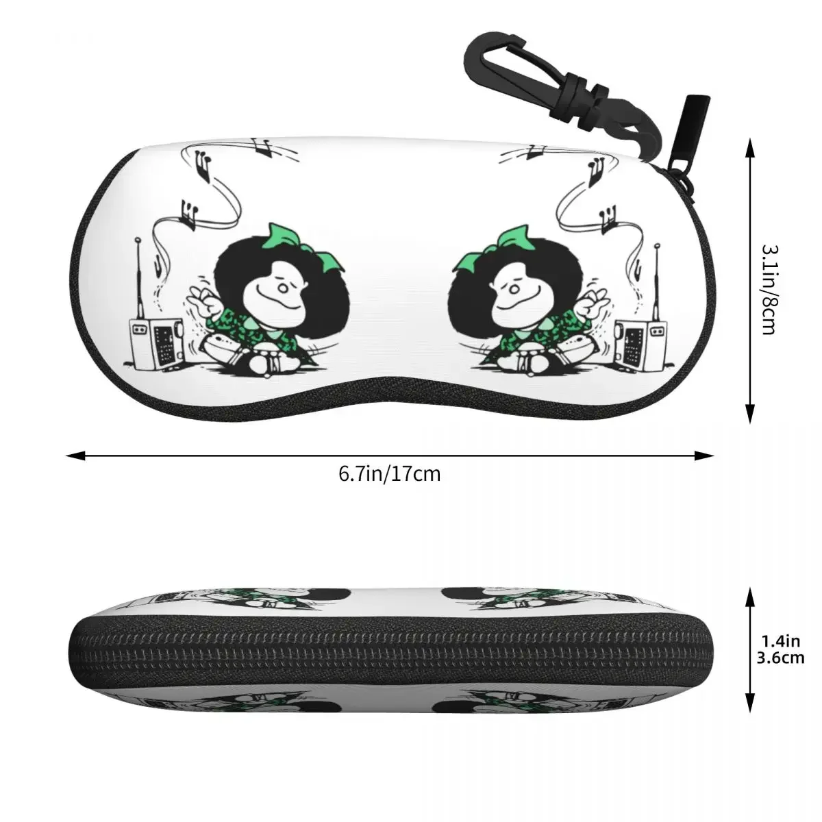 Custom Mafalda Music Sunglasses Soft Case Neoprene Zipper Quino Shell Eyeglass Case Protective Box For Glasses