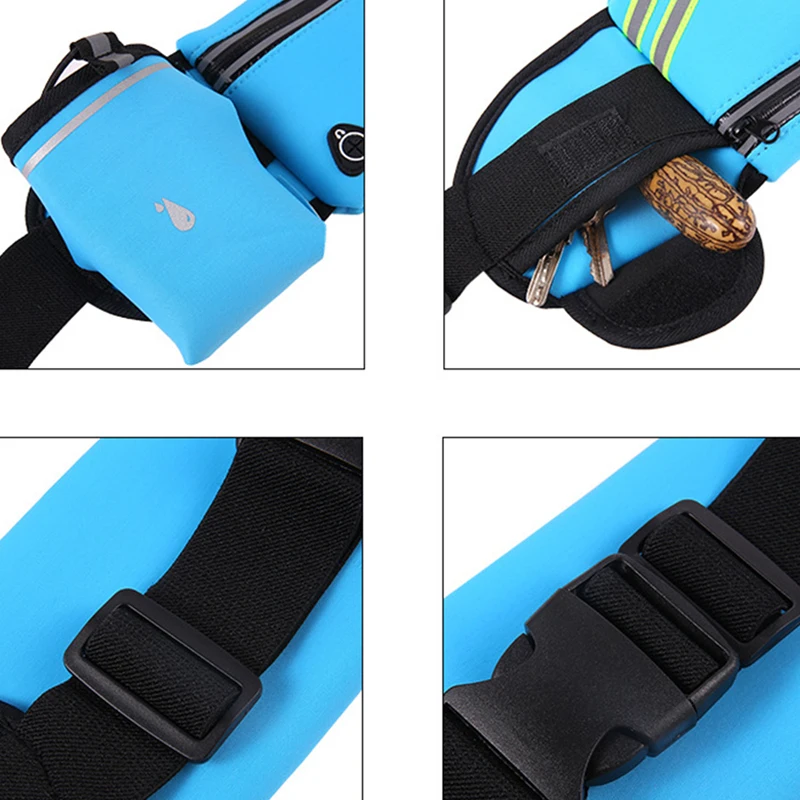 1 Pc Hydration Running Belt Fanny Waist Pack Sports Fitness Bag+Water Bottles SET Elastic Waist Strap Sports Item Storage Waist
