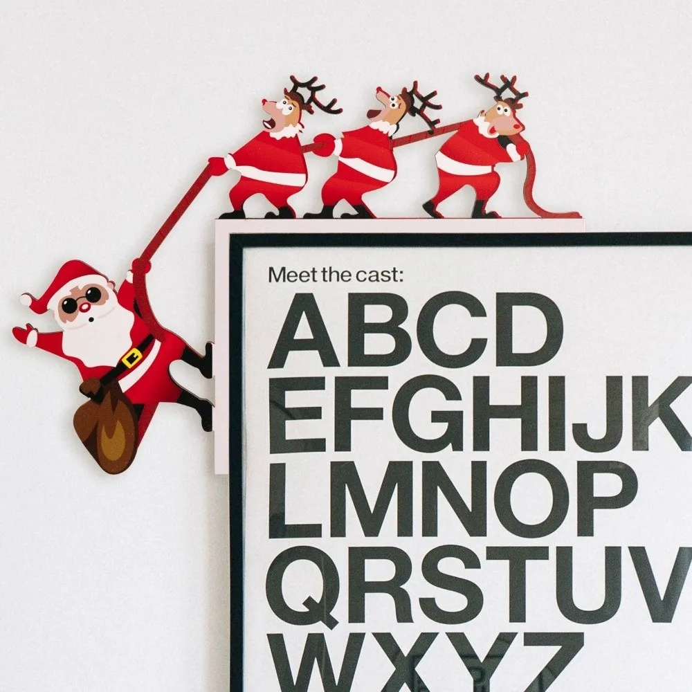 Santa Claus Door Frame Decoration Paper Versatile Santa Claus Elk Sign Decorative Uses Easy To Install Holiday Door Decorations