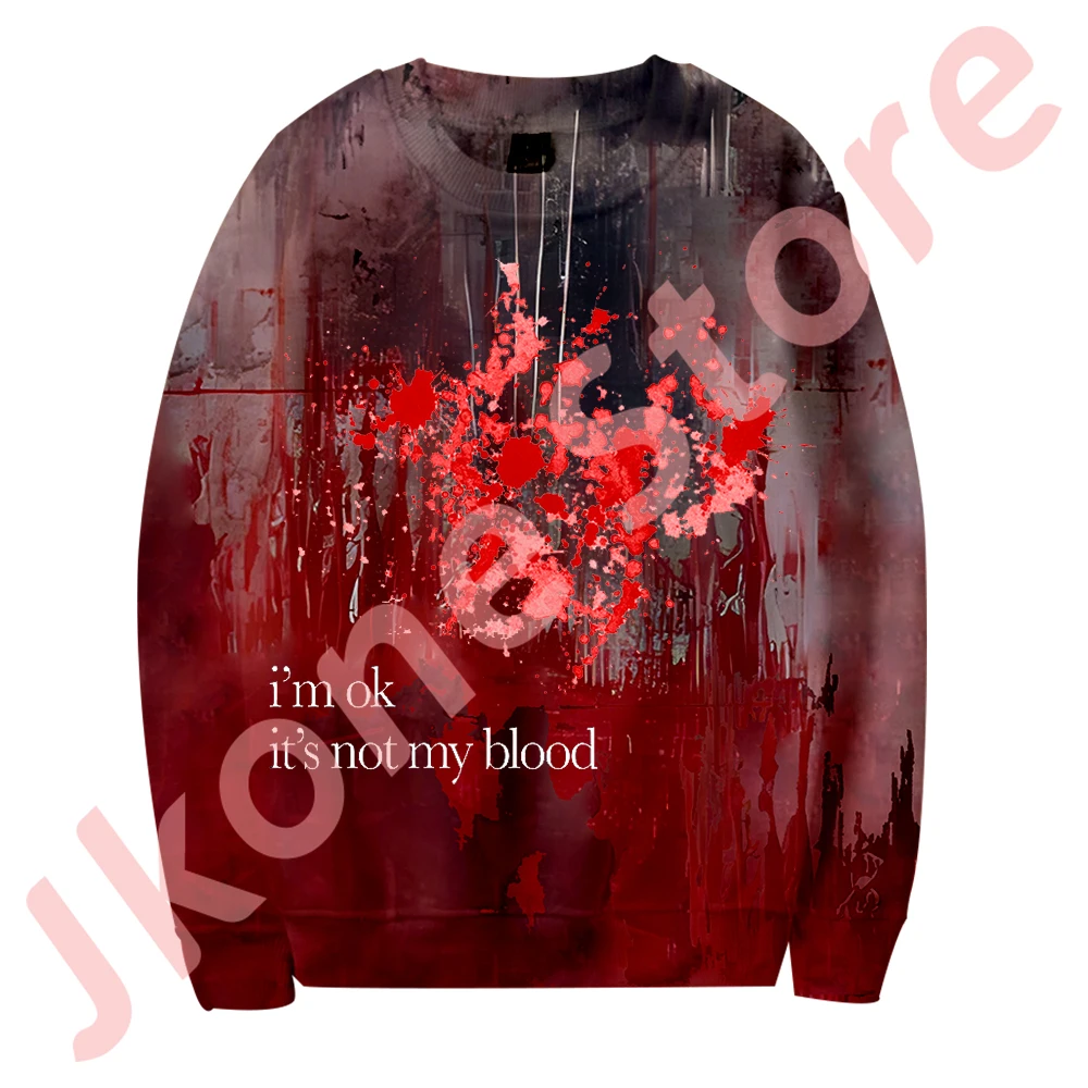 I'm OK It's Not My Blood Crewneck Sweatshirts Halloween Blood Horror Merch Cosplay Women Men Fashion Long Sleeve T-Shirts