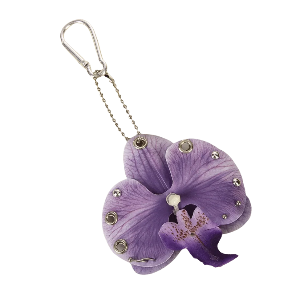Creative Colorful Simulation Flower Keychain Sweet Pearl Butterfly Orchid Keyring Polyester Exquisite Backpack Decoration Women