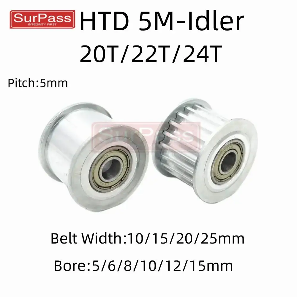 

Idler Type 20T/22T/24 Teeth HTD 5M Timing Pulley Bore 5/6/7/8/10/12/15mm for 10/15/20/25mm Width Belt Used In Linear Pulley 5GT