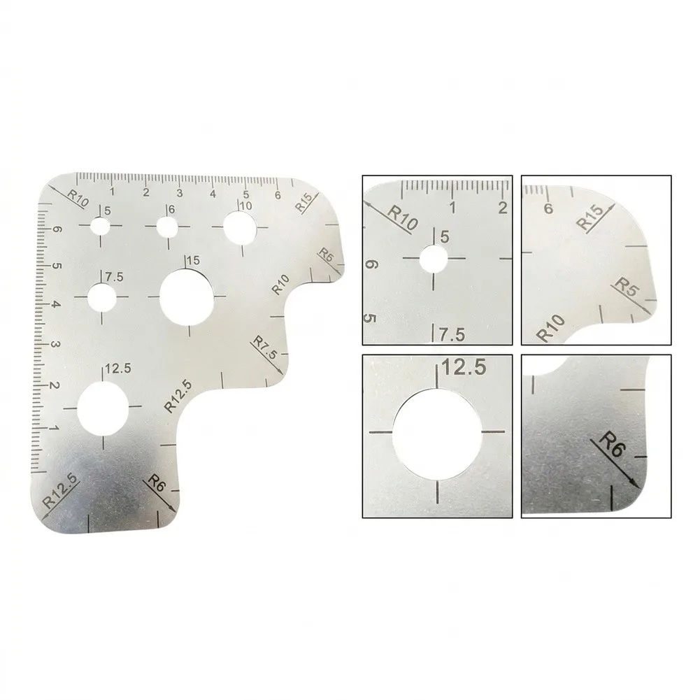 Stainless Steel Leather Cutting Ruler 9x9.2cm Corner Radius Template Tool For DIY Craft Angle Measurement And Scale Marking Gaug