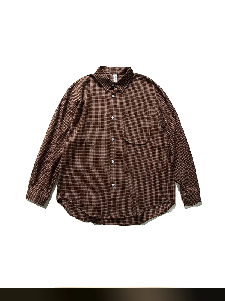 

Nted Retro Japanese Sle Long Sve Pure Cotton Loose Casual Plaid irt Spring New Sle Youth ular Couple Match irt