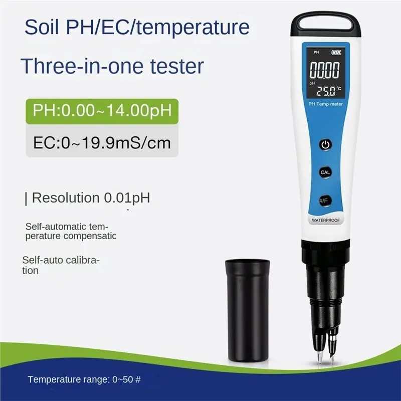 N96R Digital 3In1 PH EC Temperature Meter, Waterproof Portable PH Tester With Probe, Conductivity Detector Temp