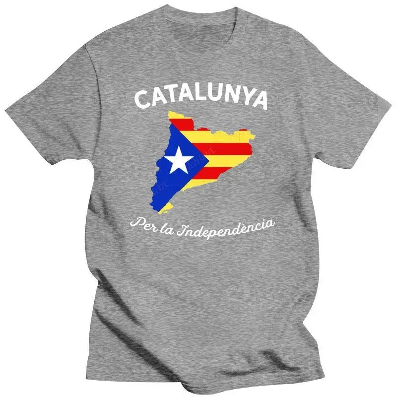 New Father Tops Shirt Catalunya Per La Independncia Flag Pattern Tshirt For Men Lovers Day  Cotton O Neck Mens Tshirts