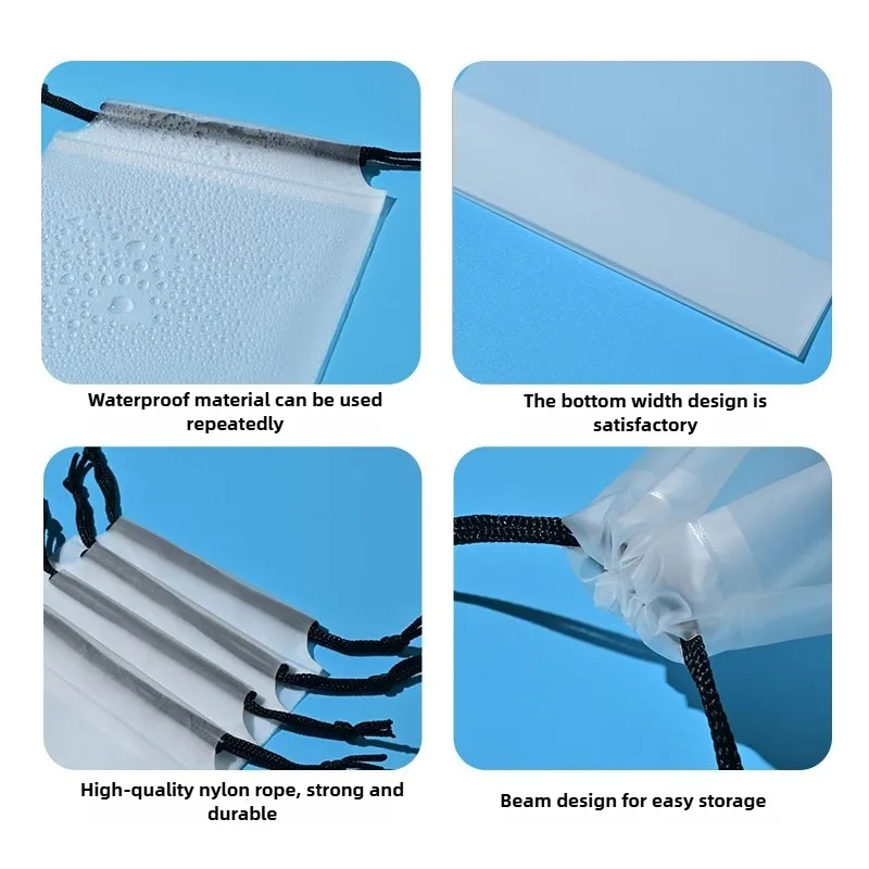 غطاء مظلة قابل للطي مقاوم للماء حقيبة سفر قابلة لإعادة الاستخدام حقيبة برباط شفافة للتخزين الرطب حمل الملحقات